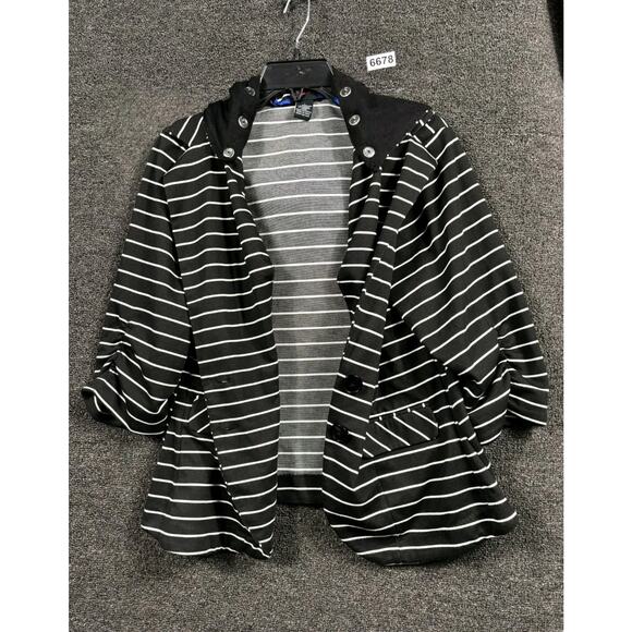 Torrid Knit Blazer Jacket Womens Size 1X Black White Stripe Hooded - Picture 1 of 6